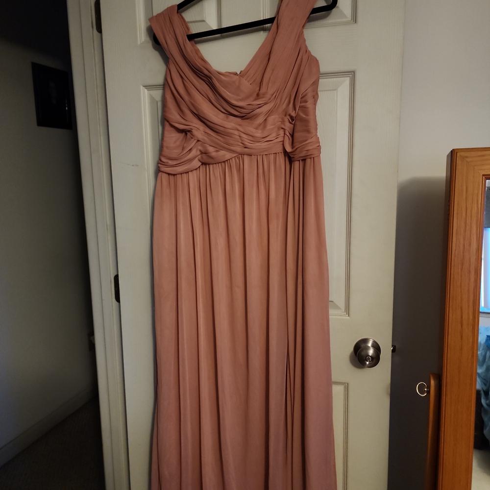Ruched Blush Maxi Dress with Draped Bodice